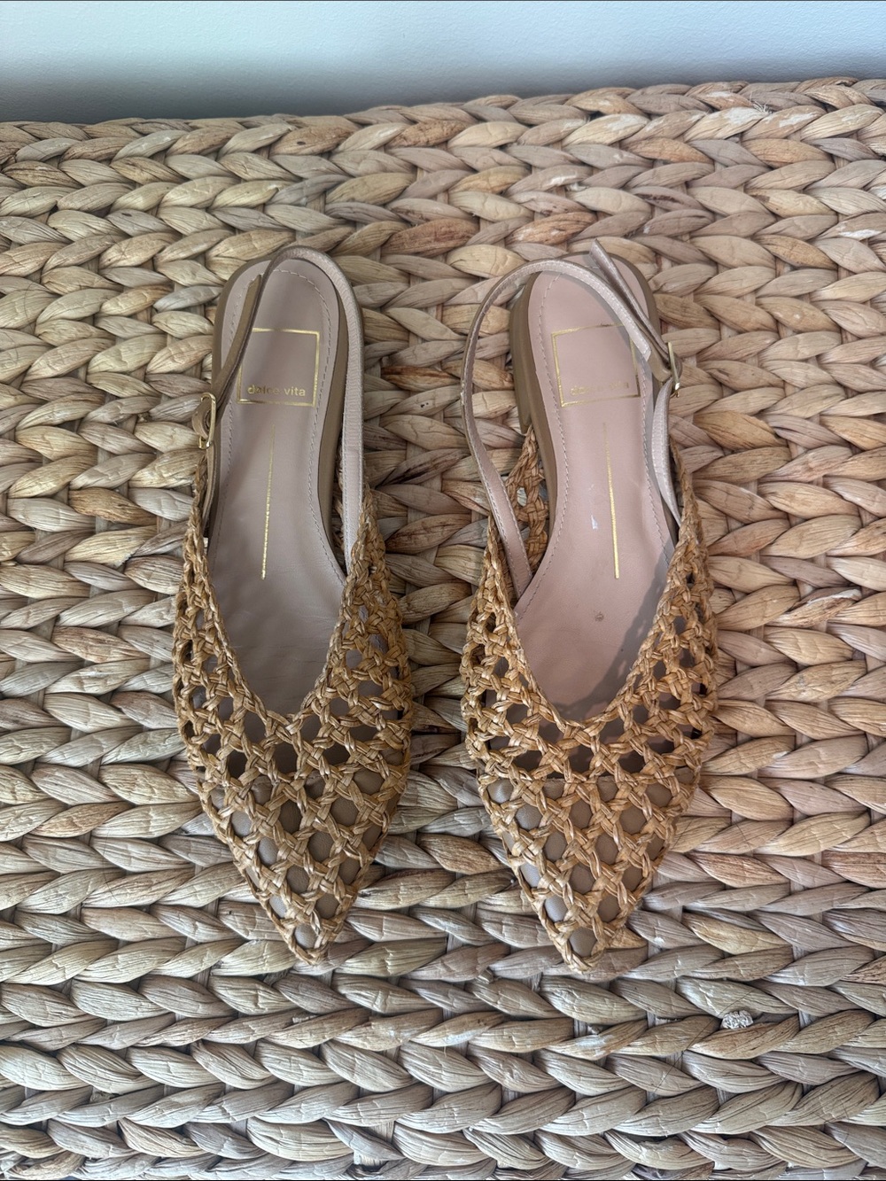Dolce Vita Woven Pointed-Toe Slingback Mules - Tan - Picture 2 of 6